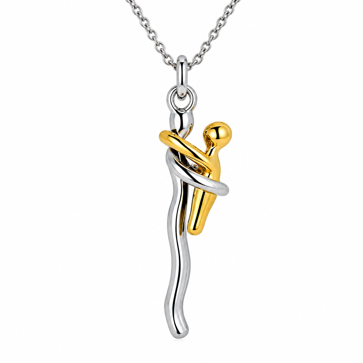 Collier Étreinte Éternelle™ – Pendentif Symbolique Couple en Acier Inoxydable